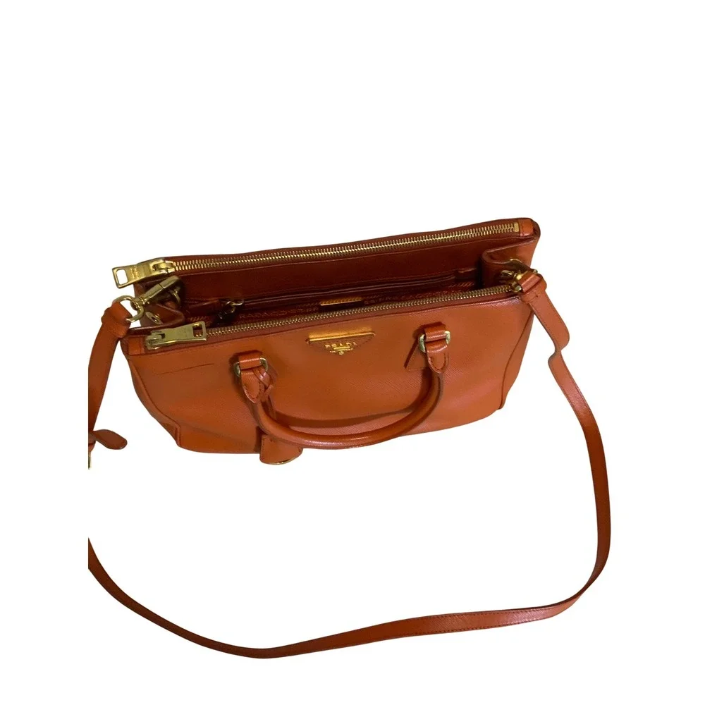 Prada Galleria Saffiano Leather Handbag Orange Gold Hardware Tote Bag BN1874